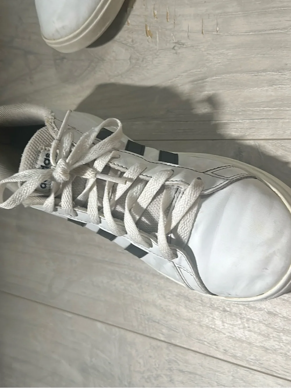 adidas White Sneakers with Black Stripes